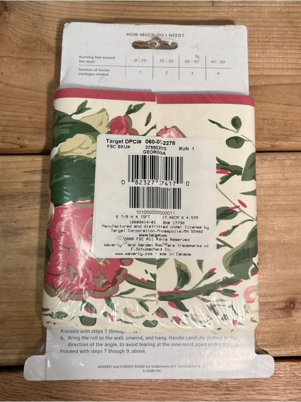 Vintage Waverly Garden Room Georgina Wall Border Pink Floral Cottagecore Chic